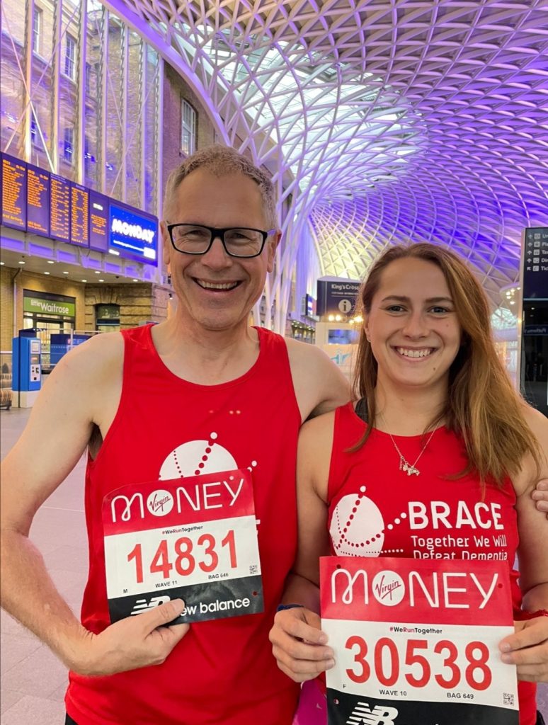 Freja and Andrew wearing BRACE running tops