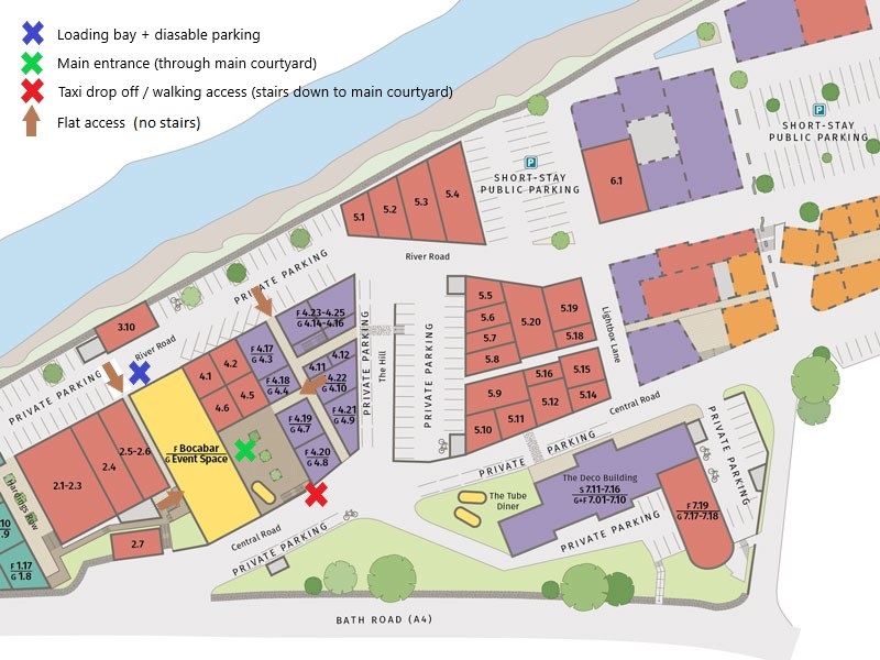 An access map for Paintworks event space.