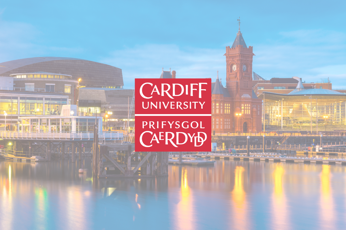 An image of Cardiff with the Cardiff University logo.
