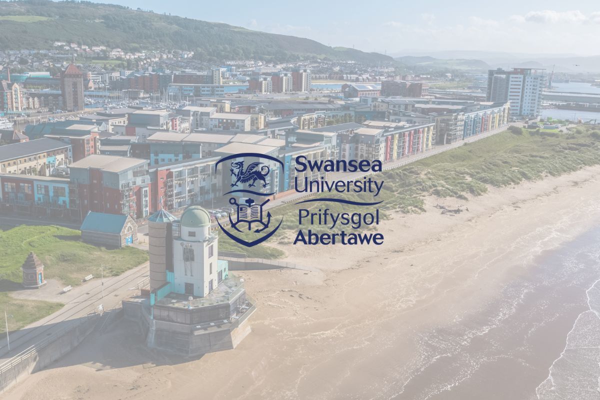 An image of Swansea with the Swansea University logo.