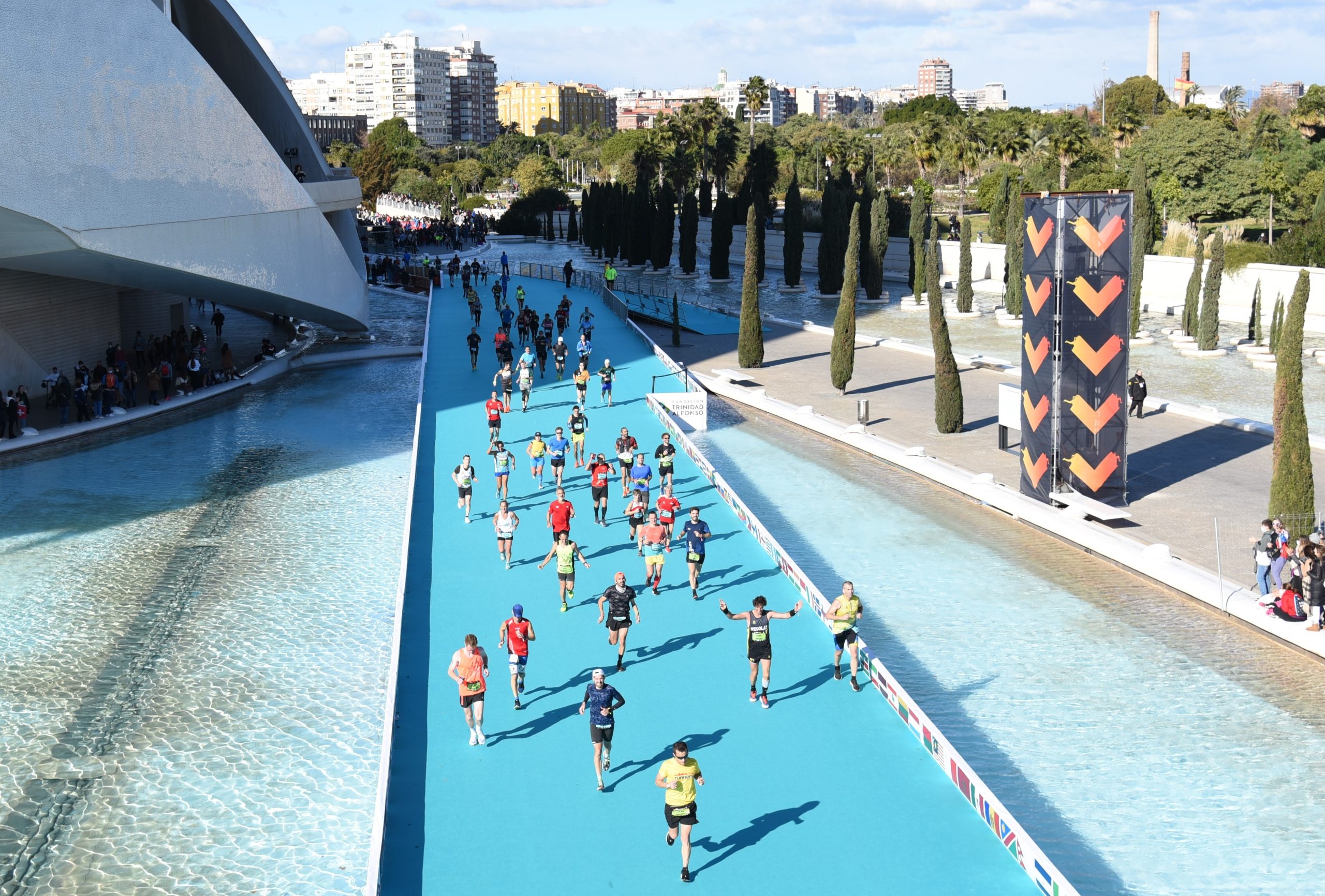 A group of runners take part in the Valencia marathon, fundraising for charities like BRACE Dementia Research.